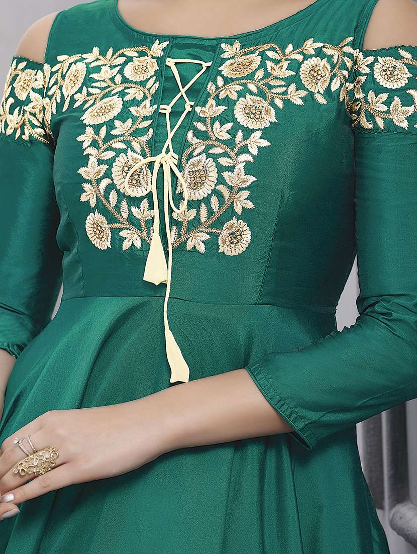 embroidered semi-stitched flared suit - 15409917 -  Standard Image - 1