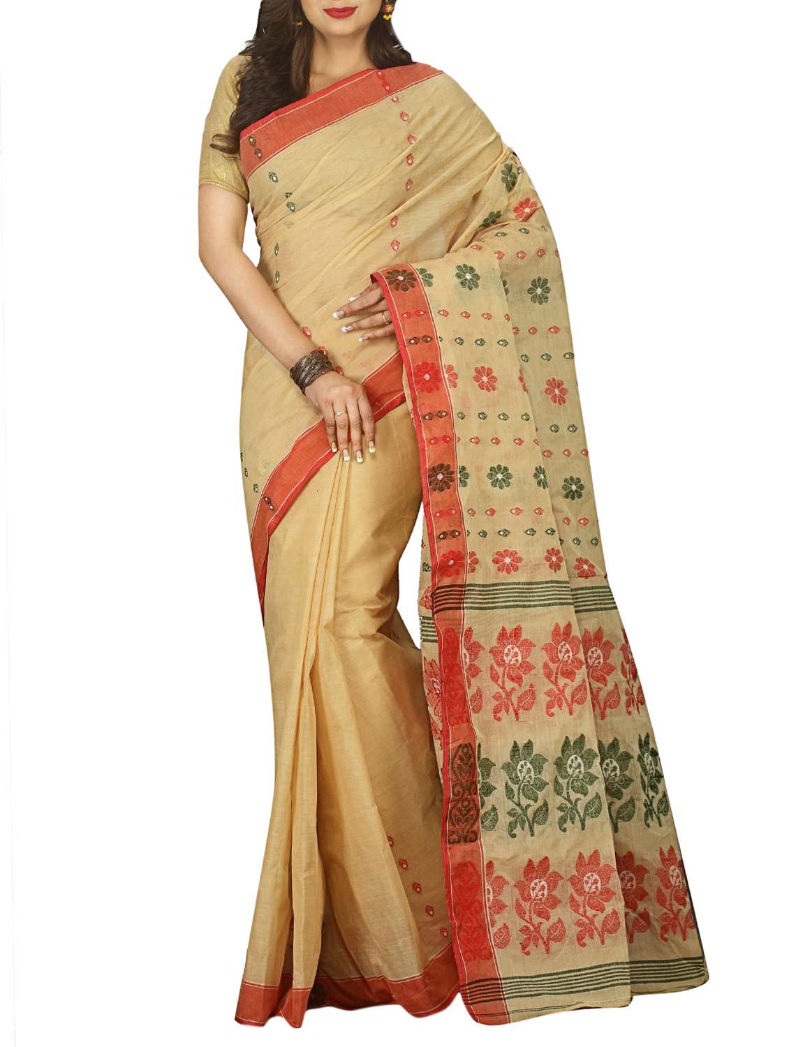 floral jacquard motif baluchari saree with blouse