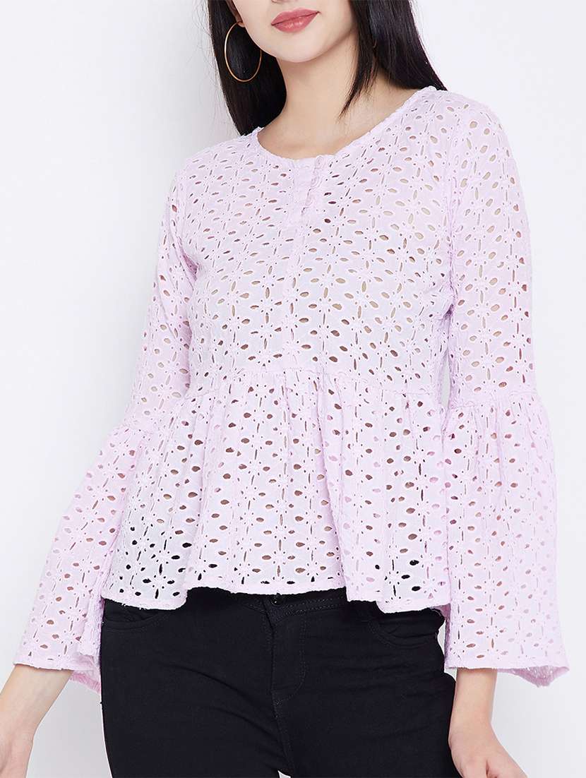 bell sleeved schiffli top