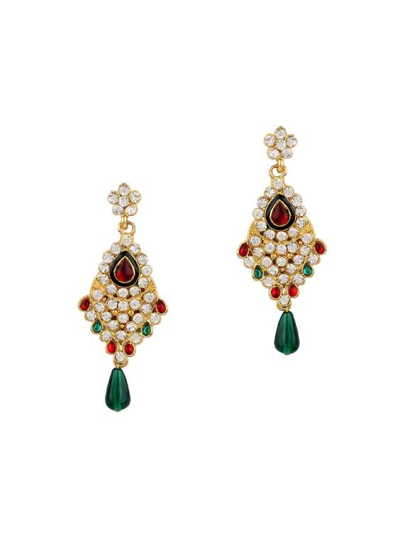 necklace, earrings & maangteeka set - 15415417 -  Standard Image - 1