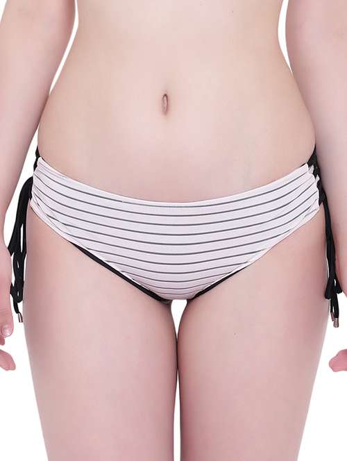 Side Lace Up Striped Bikini Panty