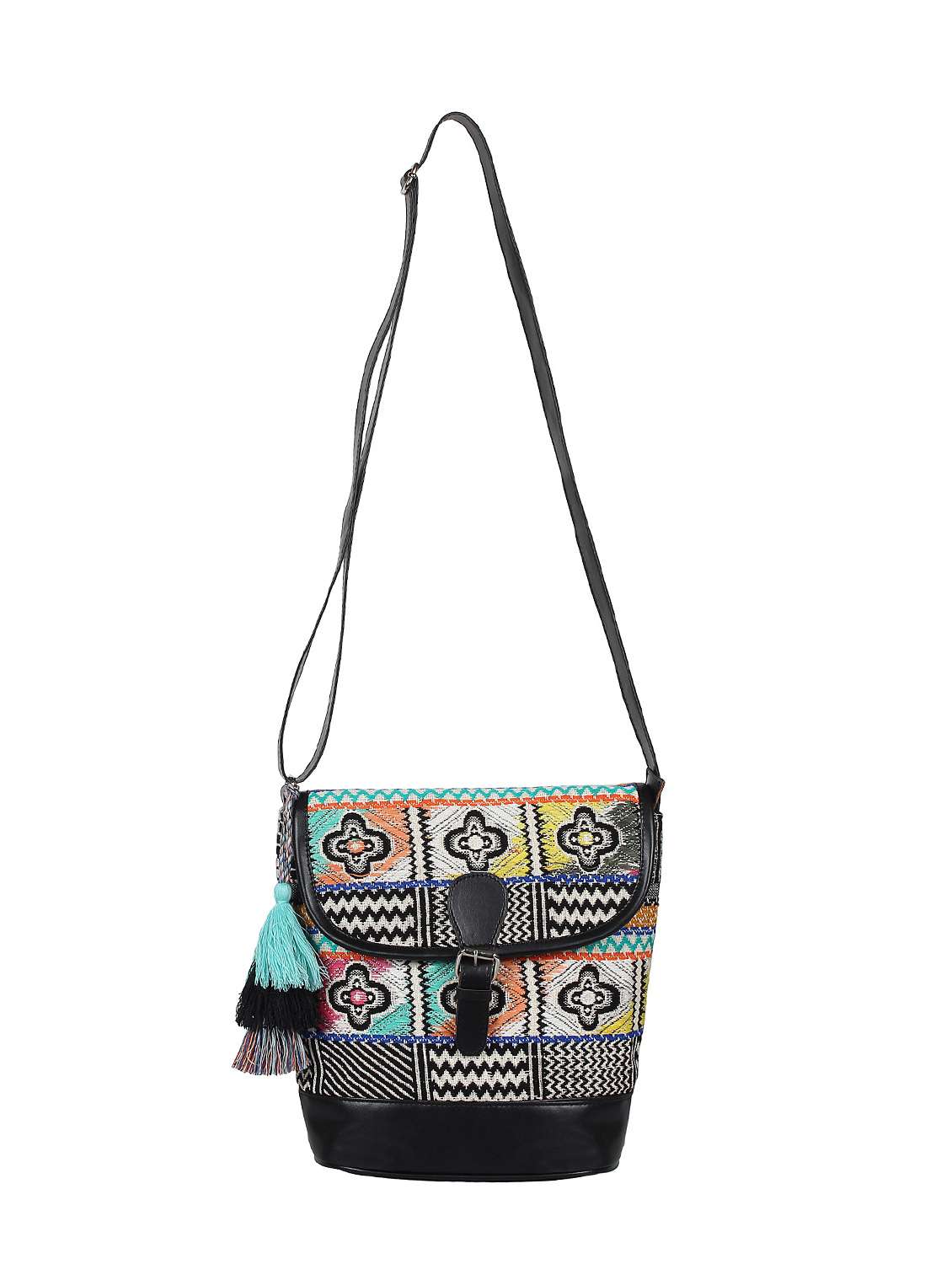 multi colored cotton sling bag - 15421002 -  Standard Image - 4