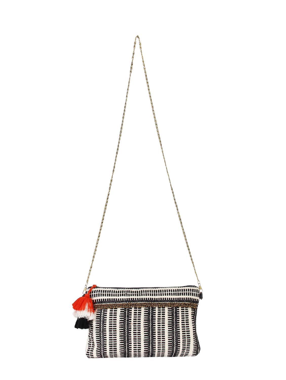 black textured messenger sling bag - 15421033 - Standard Image - 4