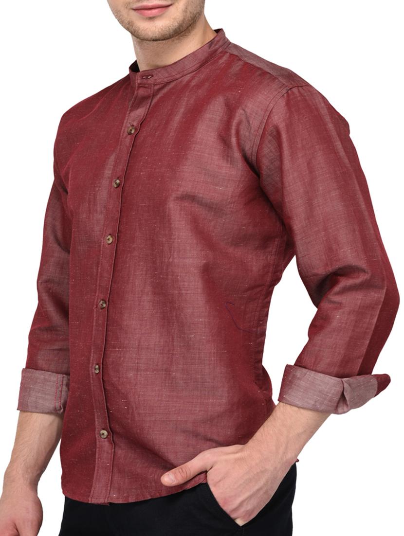maroon cotton casual shirt - 15421530 -  Standard Image - 1