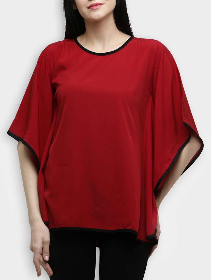 contrast piping solid kaftan