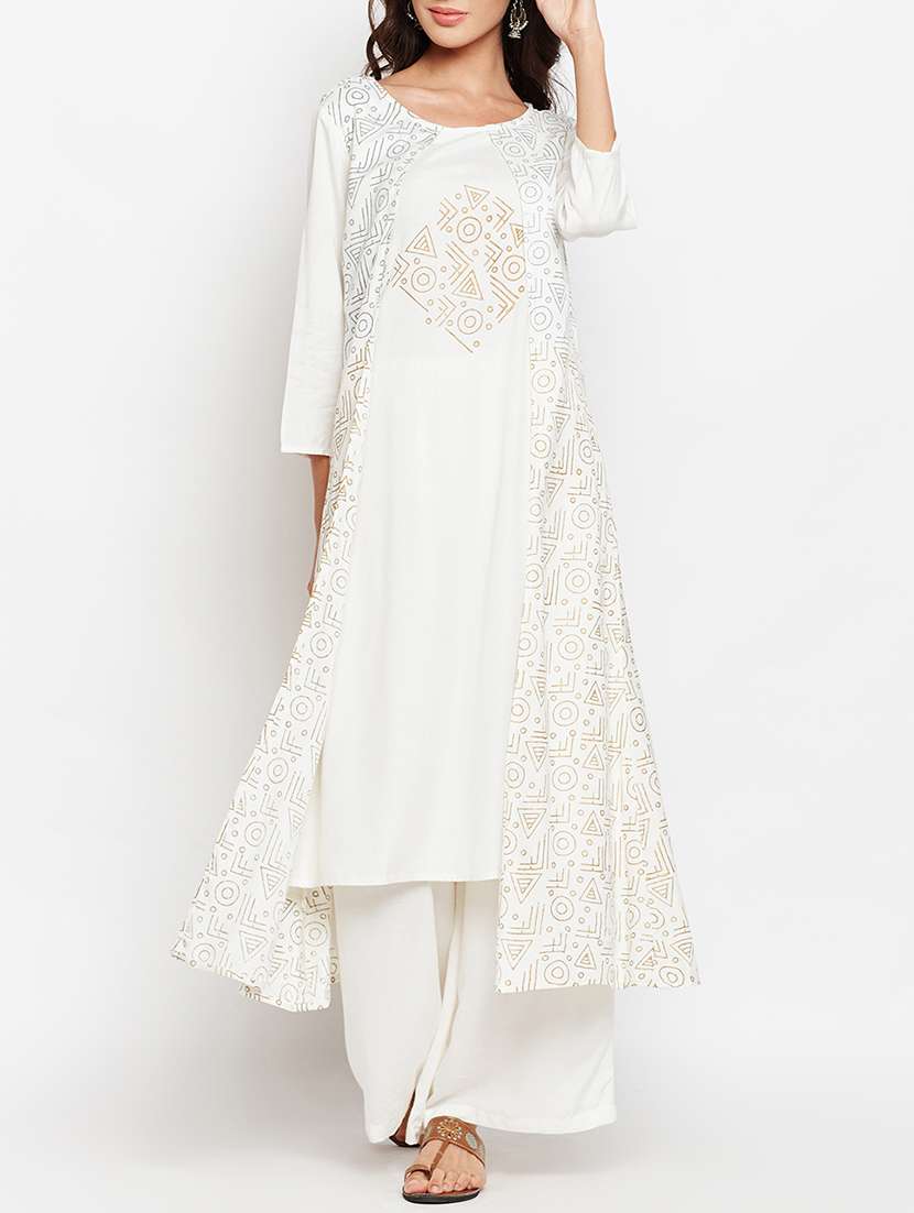 layered block print kurta