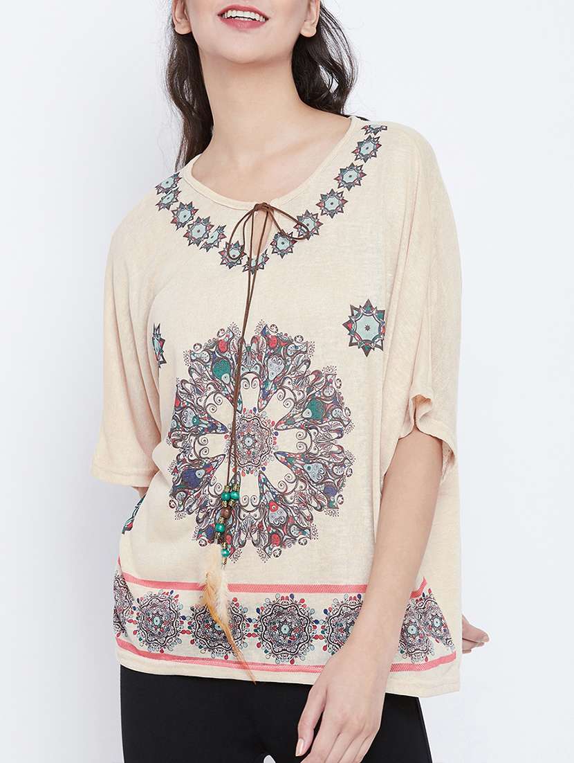 bohemian tie knot neck top