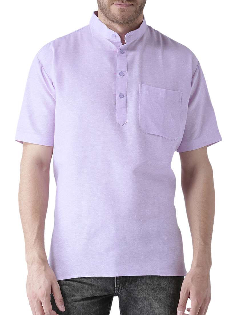 purple khadi cotton short kurta