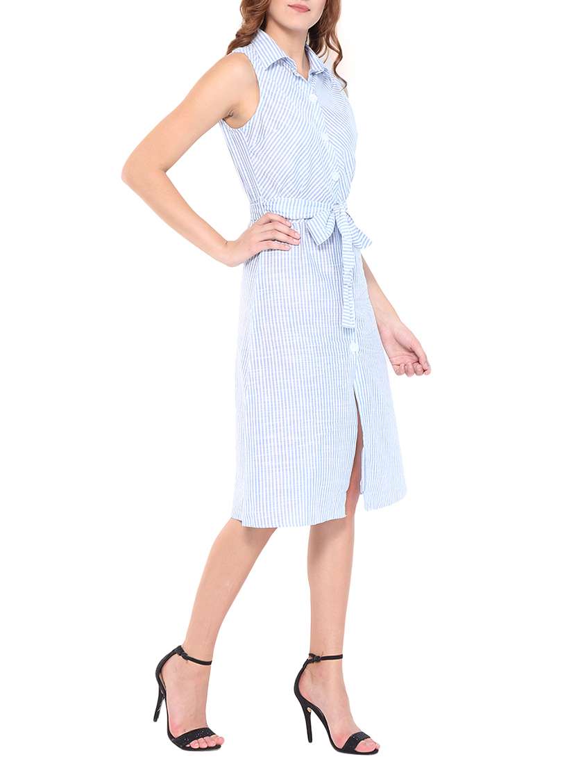 button down striped belted dress - 15429542 -  Standard Image - 1