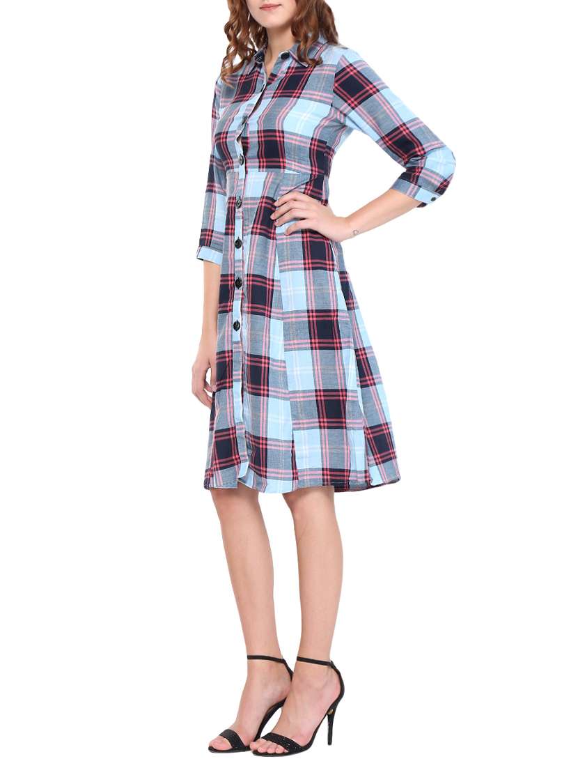 checkered a-line dress - 15429543 -  Standard Image - 1