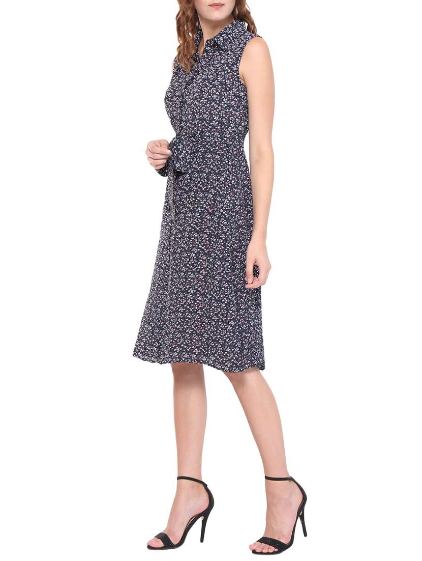 a-line printed belted dress - 15429544 - Standard Image - 1