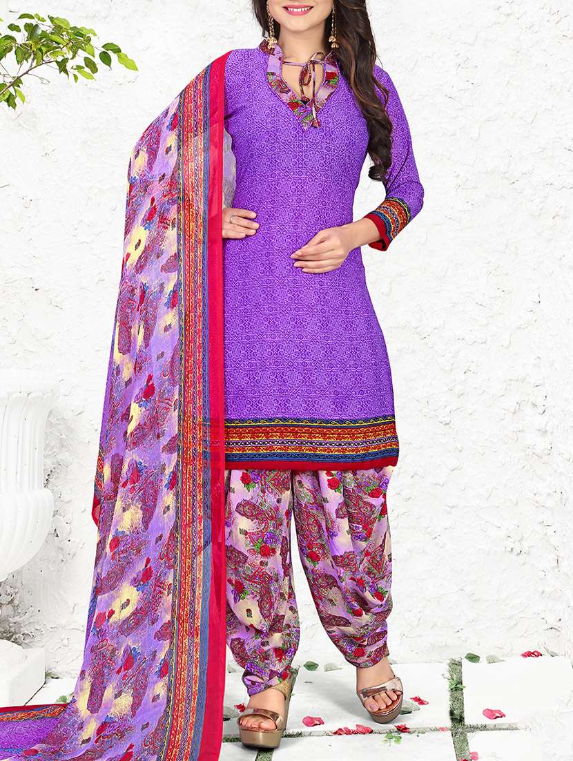 printed unstitched patiyala suit
