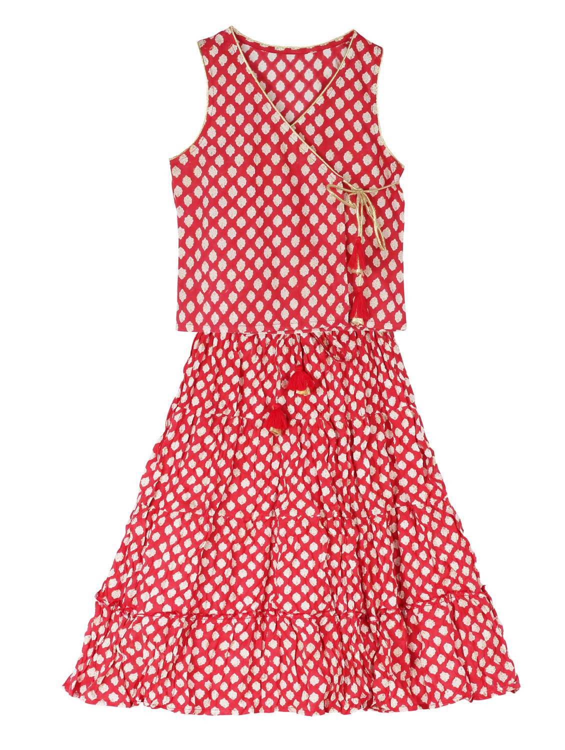 red cotton skirt top