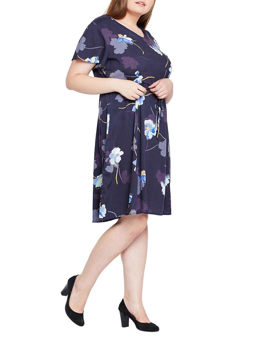 floral tie up belt plus dress - 15431172 - Standard Image - 1