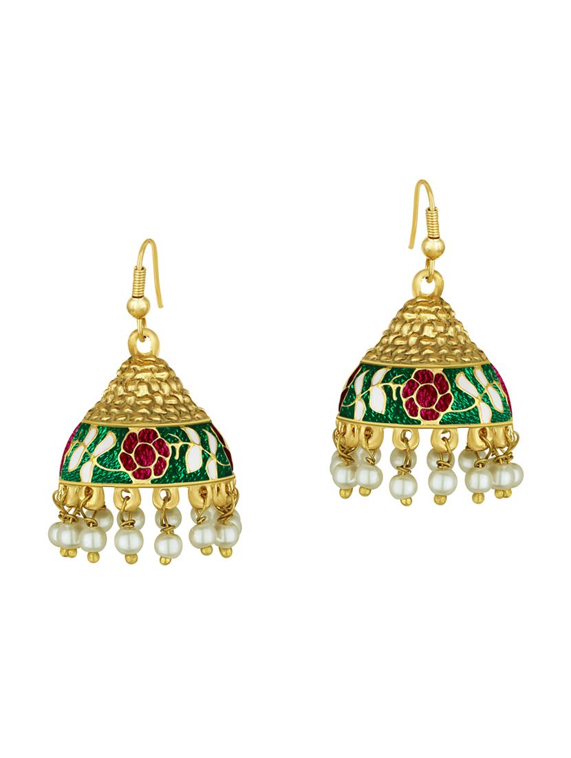 gold metal jhumka - 15431707 - Standard Image - 1