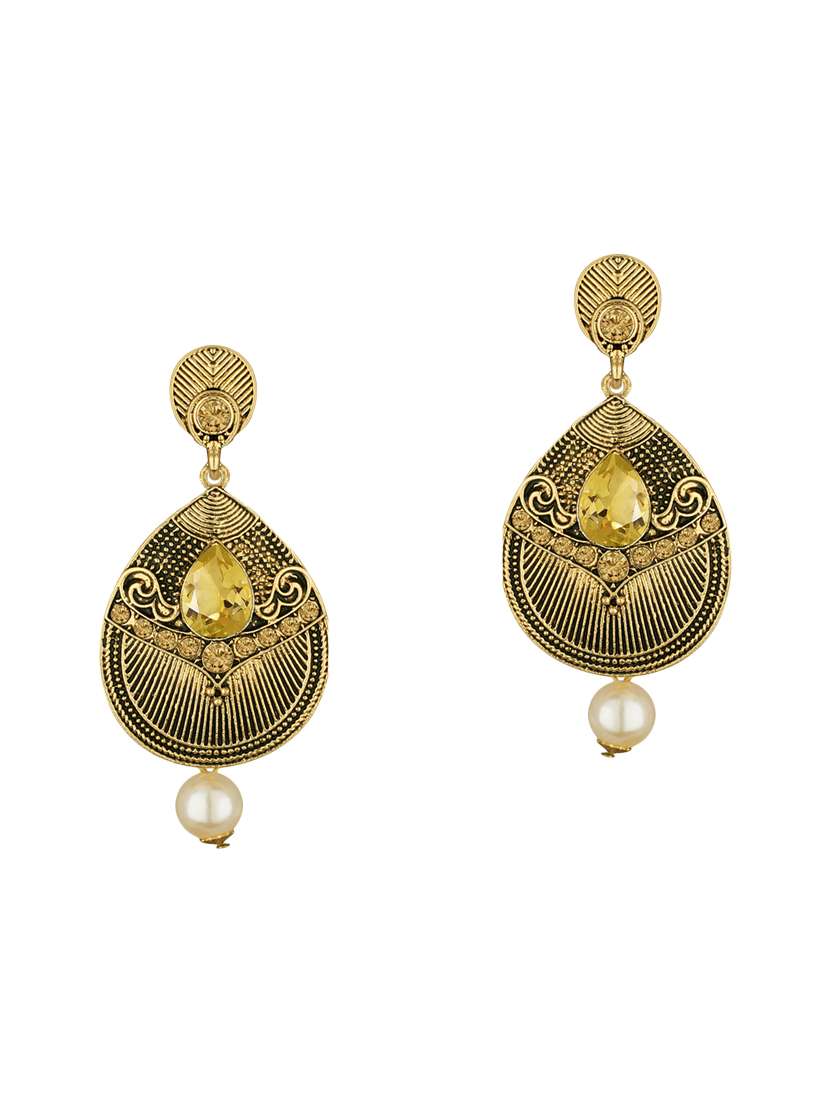 gold metal drop earrings - 15431719 -  Standard Image - 1
