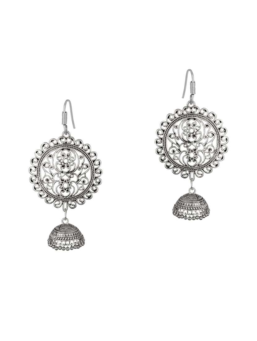 white metal jhumka - 15431730 -  Standard Image - 1