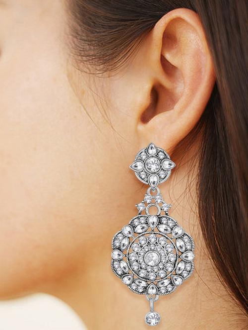 white metal drop earrings - 15431739 -  Standard Image - 0