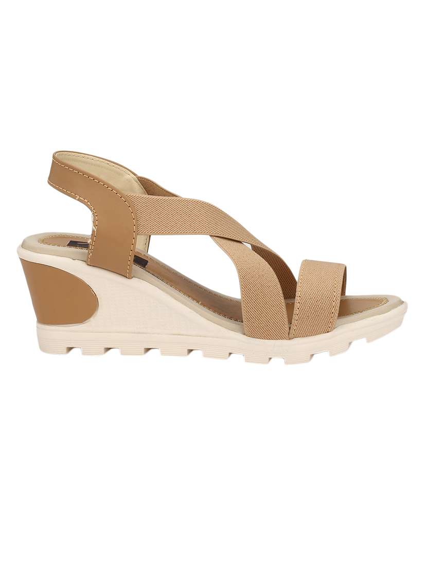 beige back strap wedges - 15431761 - Standard Image - 1