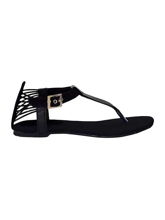 black t-strap sandals - 15433346 -  Standard Image - 1