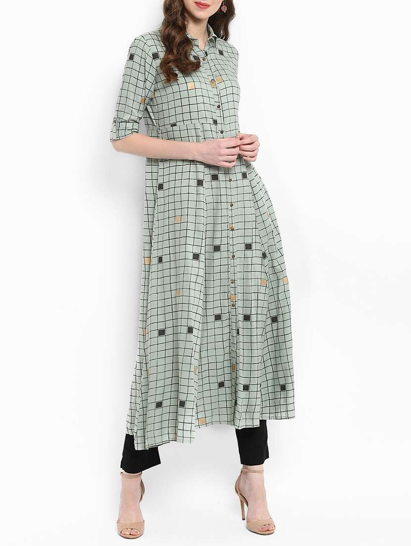 flared checkered kurta