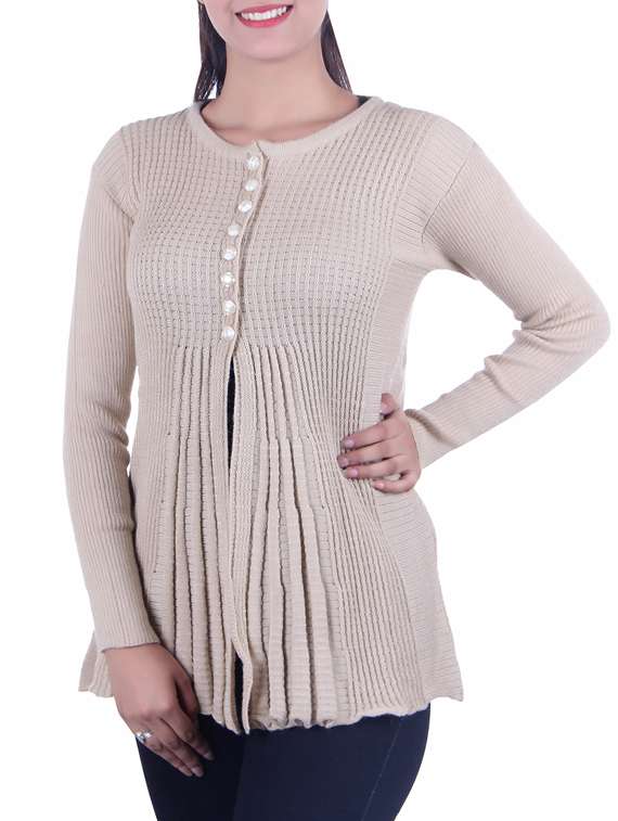ribbed knit pleated cardigan