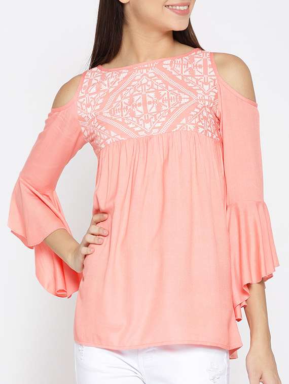 cold shoulder bell sleeved top