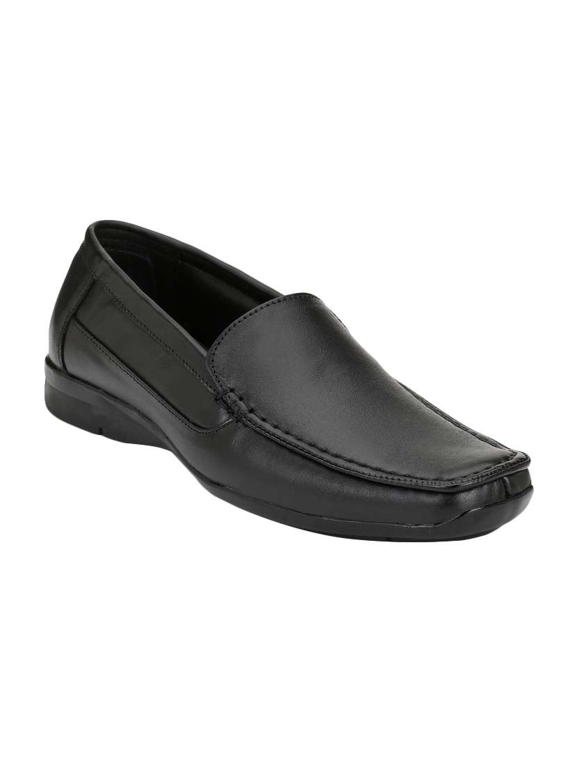 black leather formal slip ons