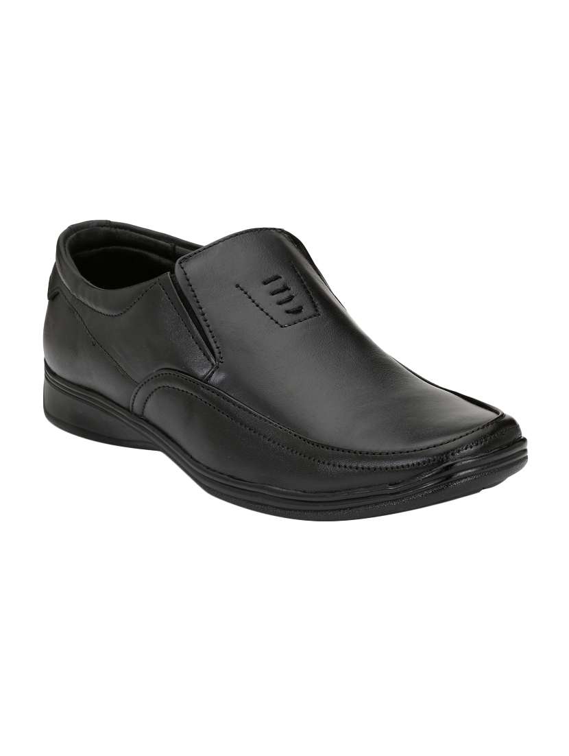 black leather formal slip ons