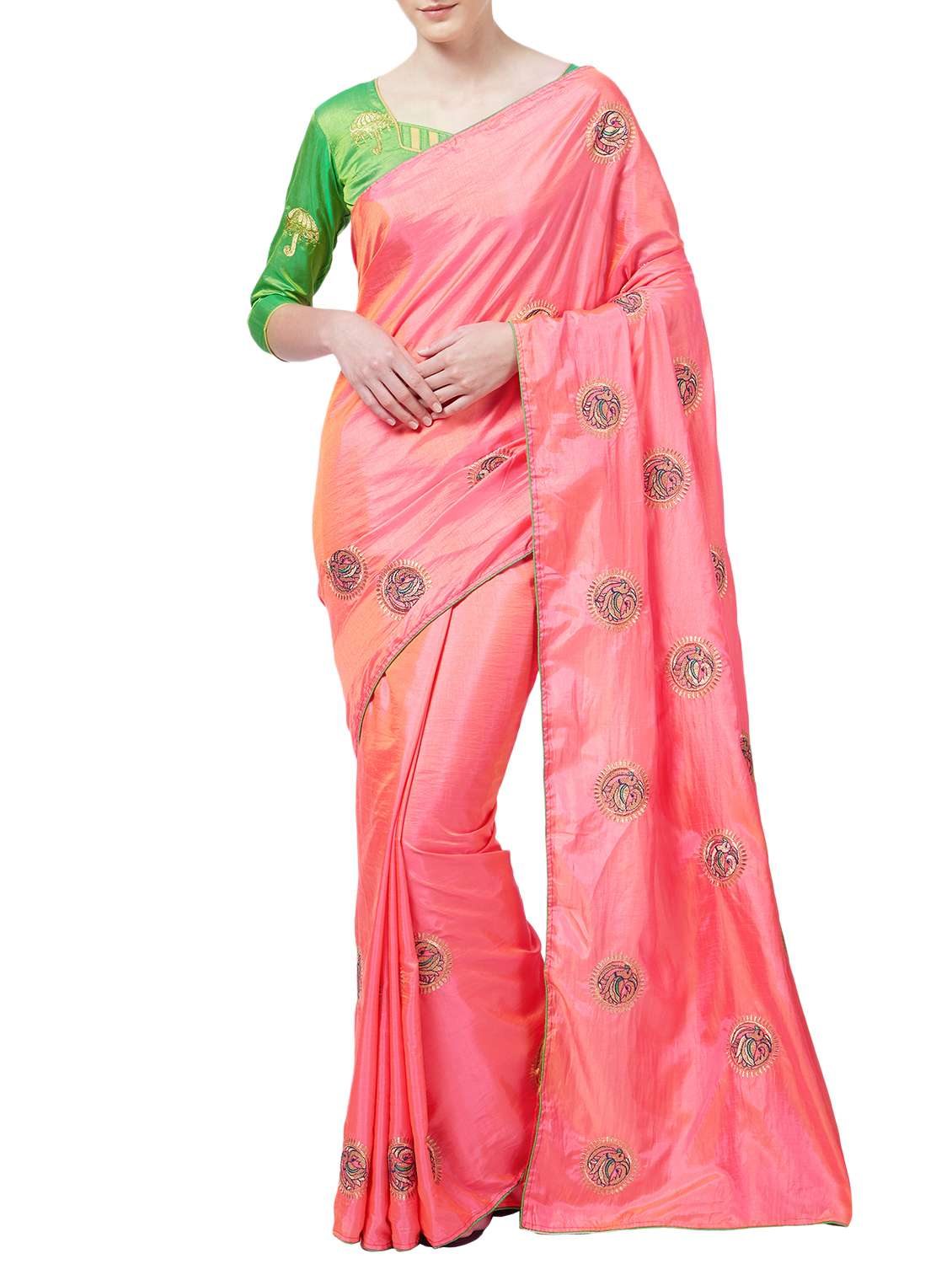 women's embroidered saree with blouse