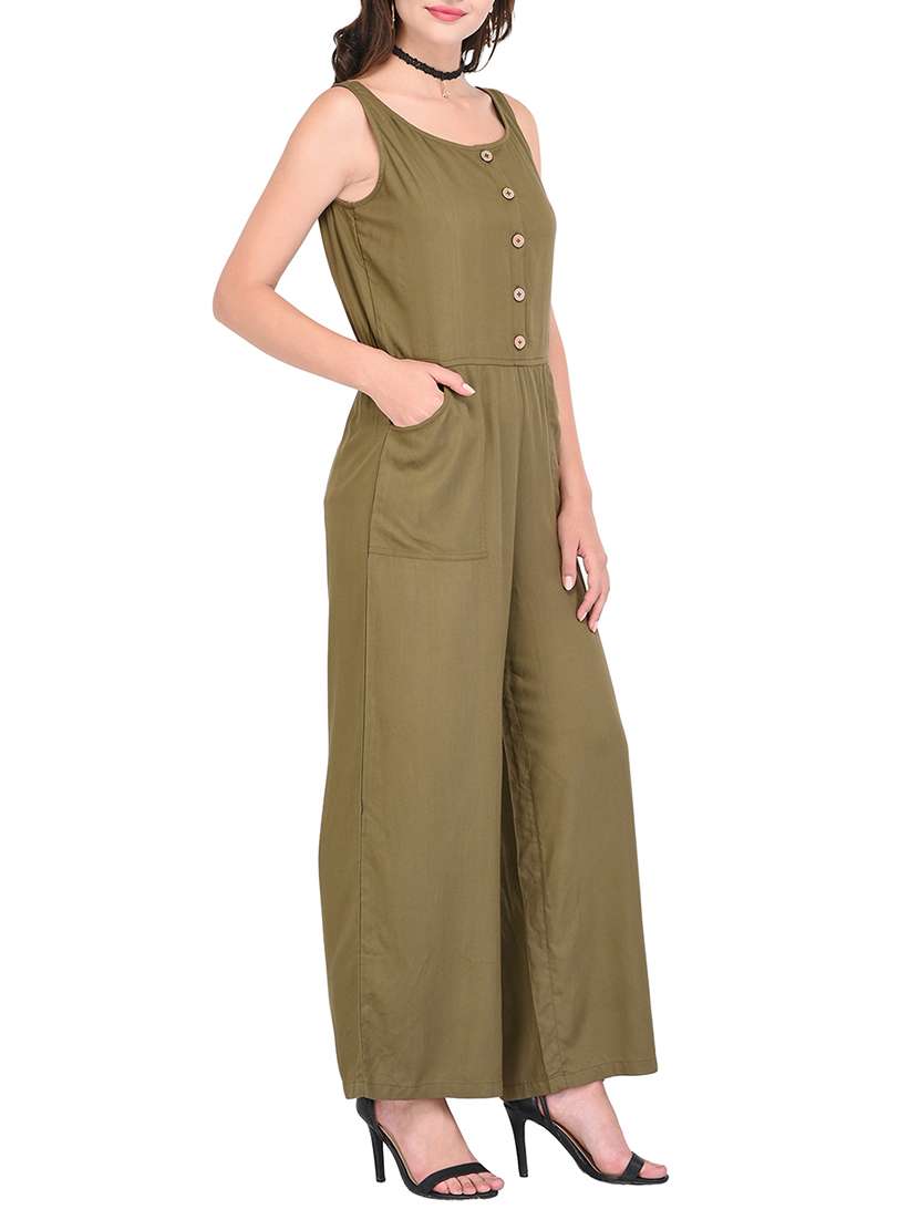 button placket full leg jumpsuit - 15438070 -  Standard Image - 1