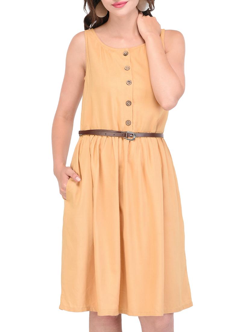 women's fit & flare solid dress - 15438073 -  Zoom Image - 0