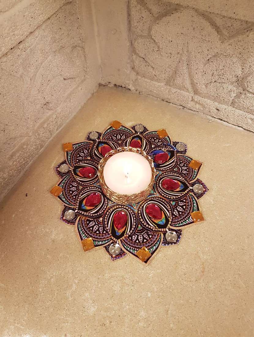 ambbi collections multi colour tea light holder