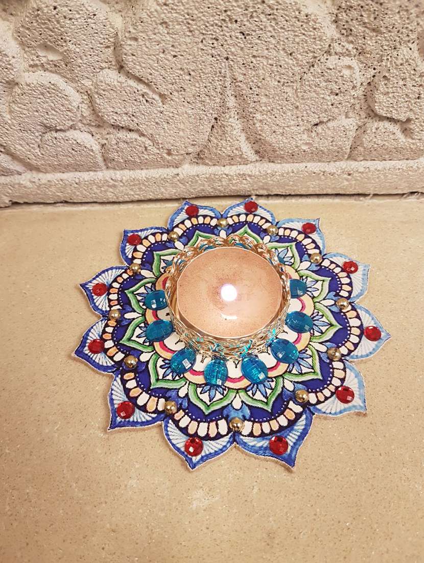 ambbi collections multi colour tea light holder