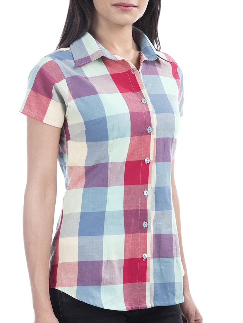 short sleeved checkered shirt - 15439664 - Standard Image - 1
