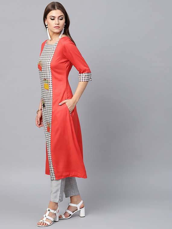 a-line patch work kurta - 15440538 -  Standard Image - 1
