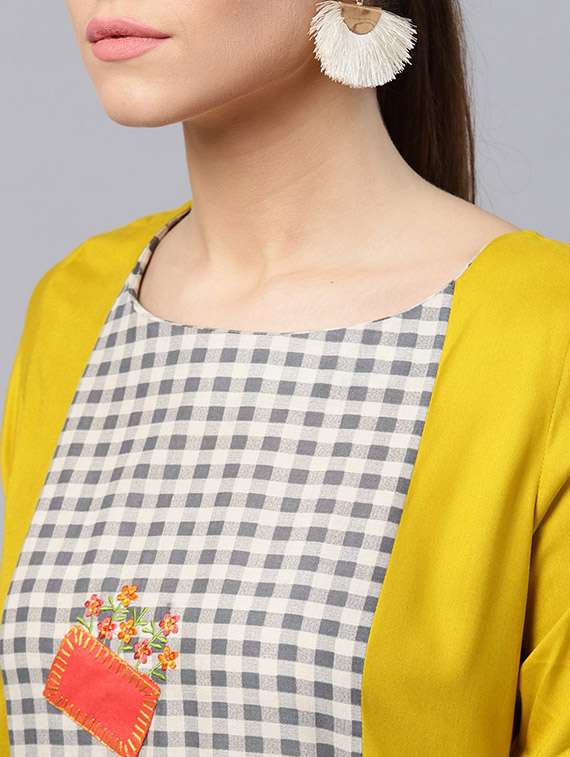 a-line patch work kurta - 15440539 -  Standard Image - 4