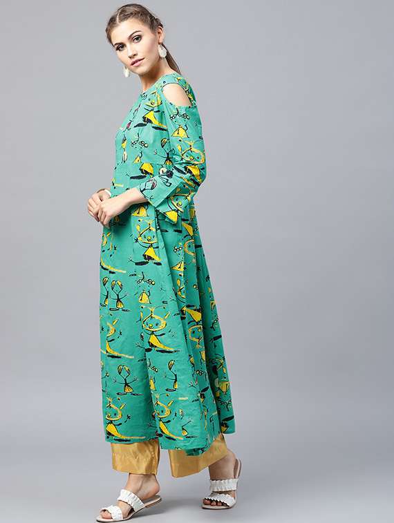 conversational cold shoulder ethnic dress - 15440558 -  Standard Image - 1
