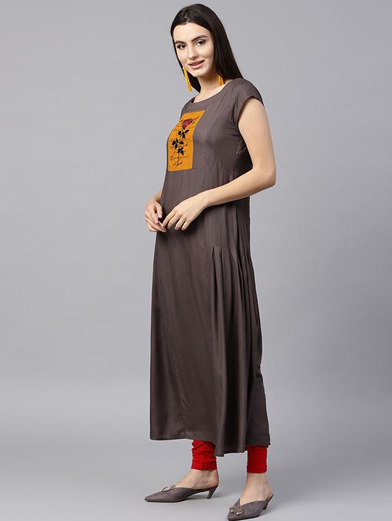 embroidered flared ethnic dress - 15440569 - Standard Image - 1