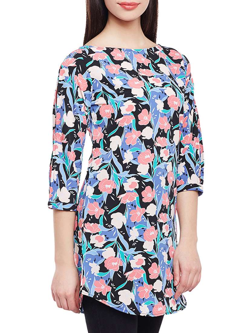 floral boat neck tunic - 15442078 -  Standard Image - 1