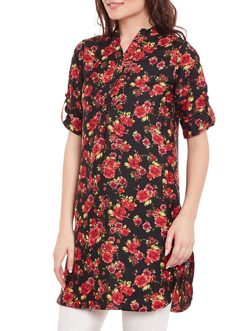 floral roll up sleeved tunic - 15442090 -  Standard Image - 1