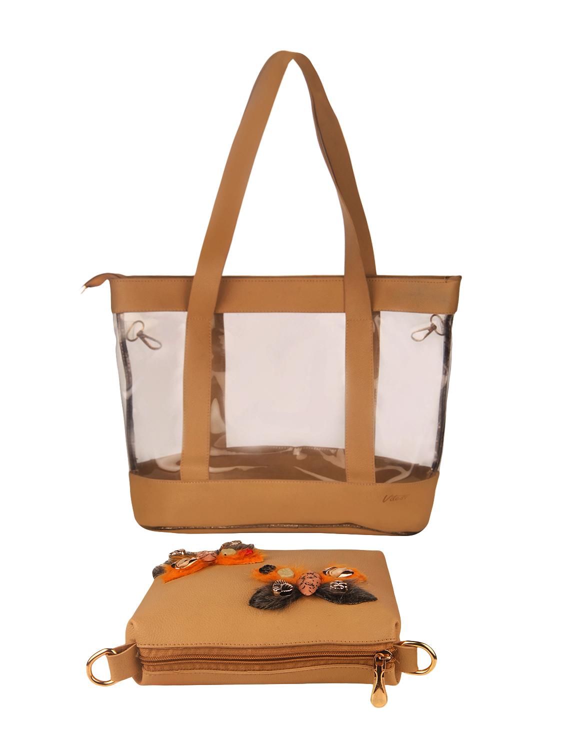 tan leatherette (pu) combo tote - 15443664 - Standard Image - 1