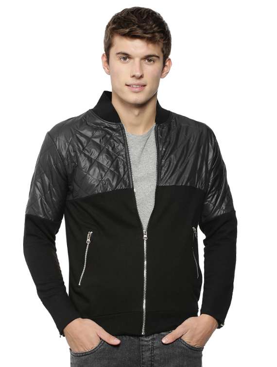 black cotton bomber jacket