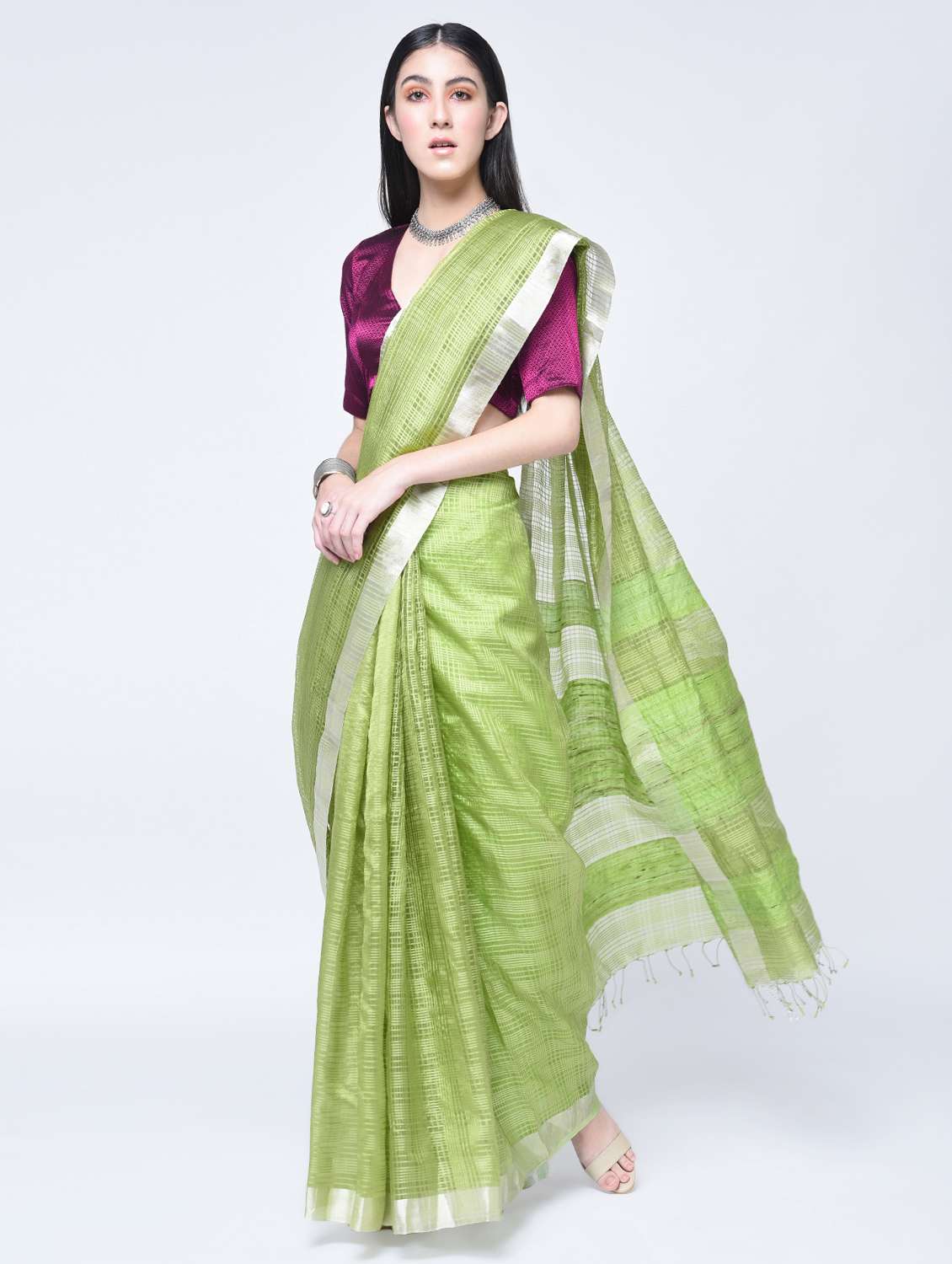 bengal handloom silk zari saree with blouse