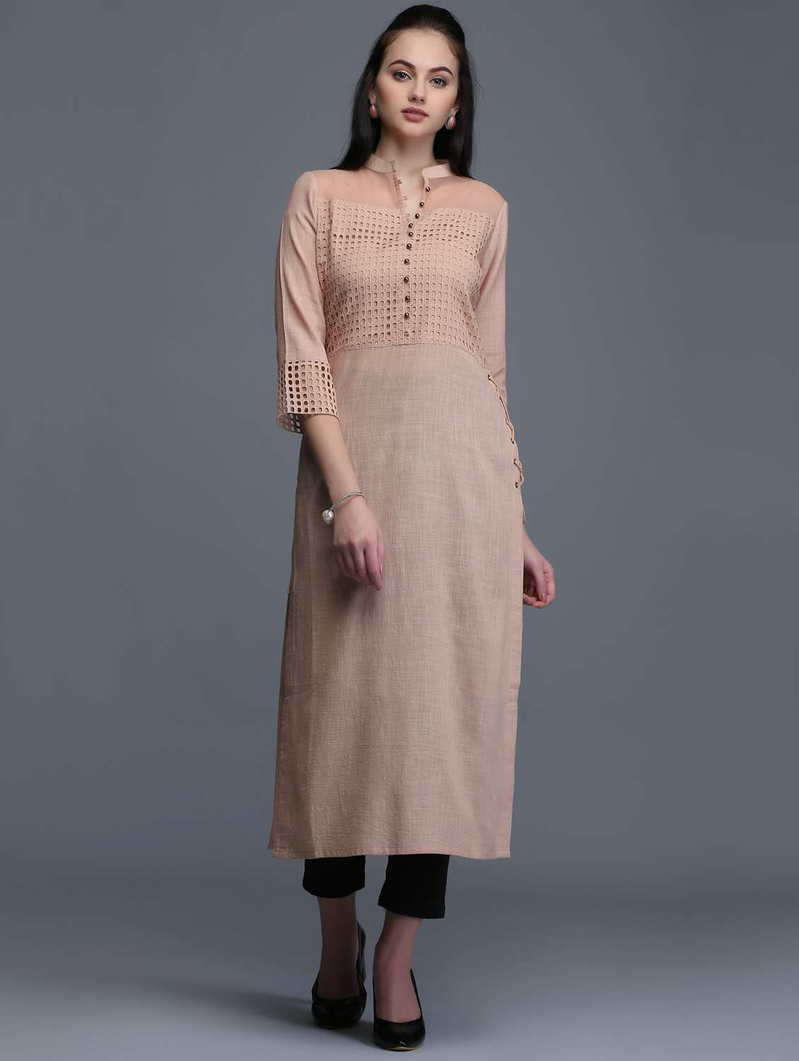 straight schiffli kurta