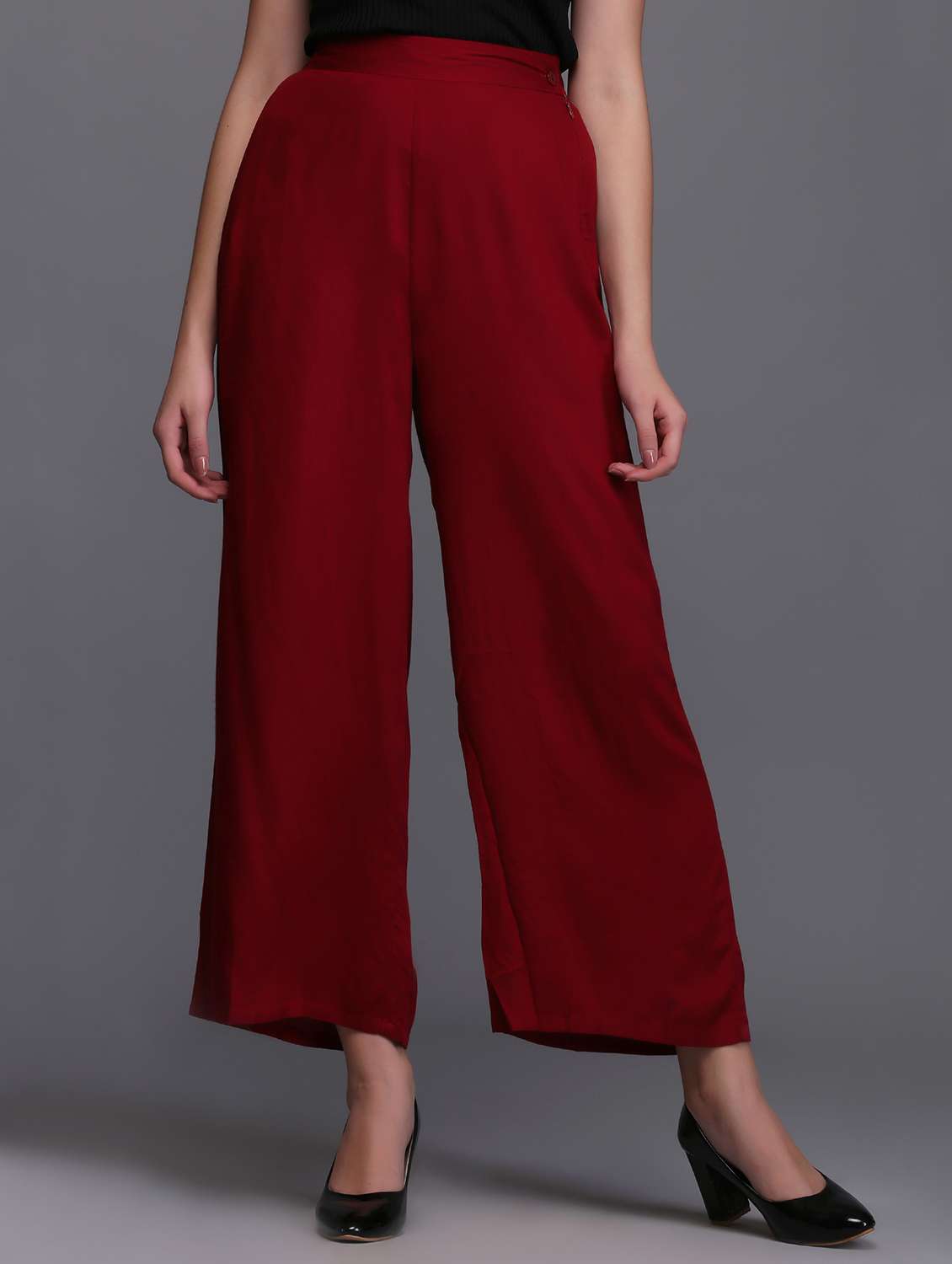red viscose straight palazzo