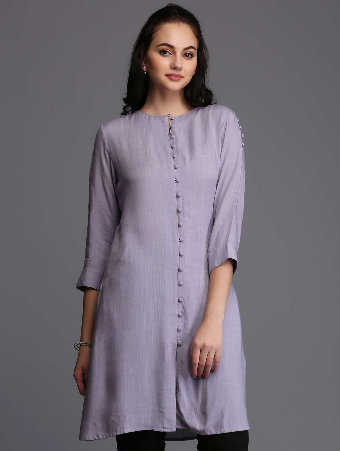 roll-up sleeved button front tunic