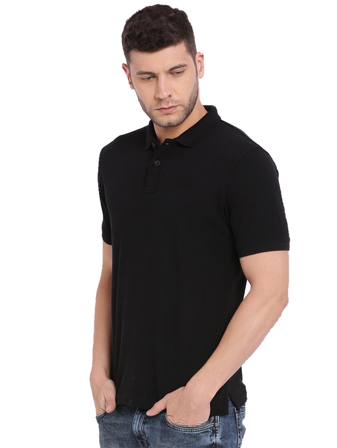 black solid polo t-shirt - 15445587 -  Standard Image - 1