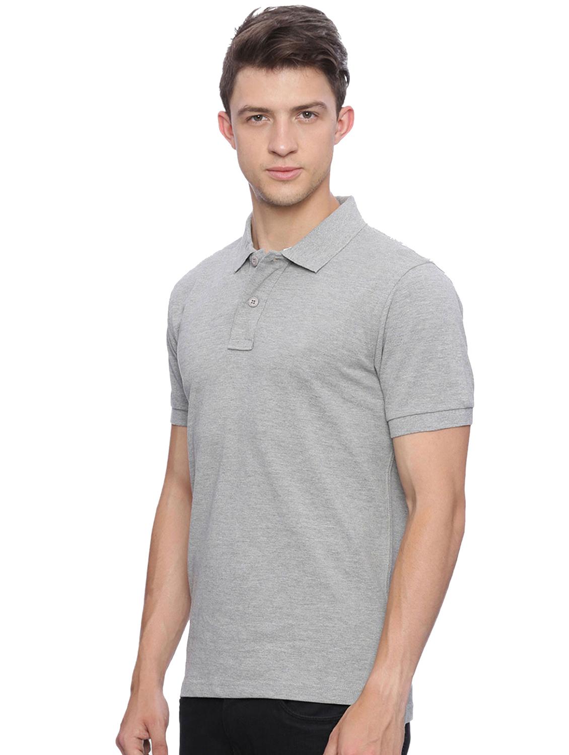 grey solid polo t-shirt - 15445597 -  Standard Image - 1