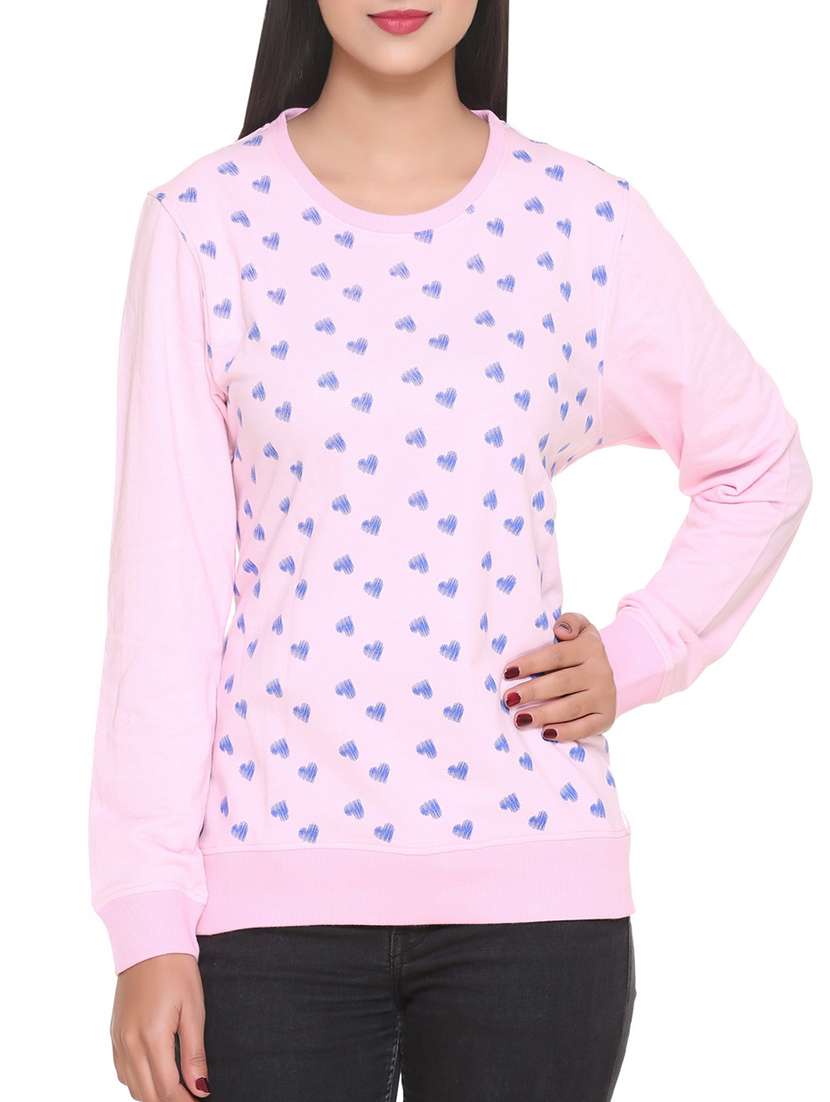 heart print crew neck sweatshirt